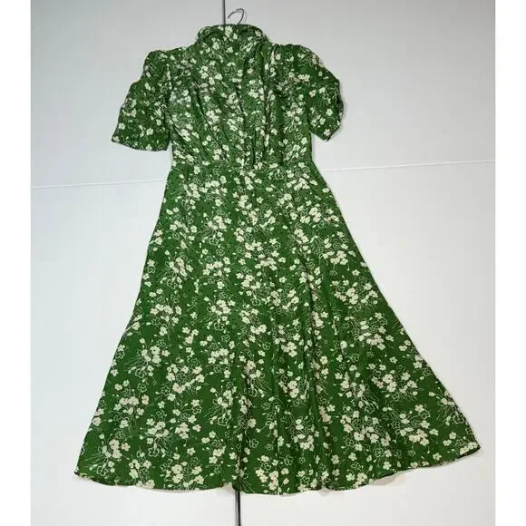 L.K. Bennett Sophie Wildflower midi Dress green floral Size 6 - Picture 6 of 7